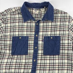 Levi's X Snoop Dogg Mens Button Down Shirt Plaid Denim Collab Size Large